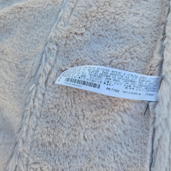 Zara Cream Faux Fur Jacket - Picture 6 of 7